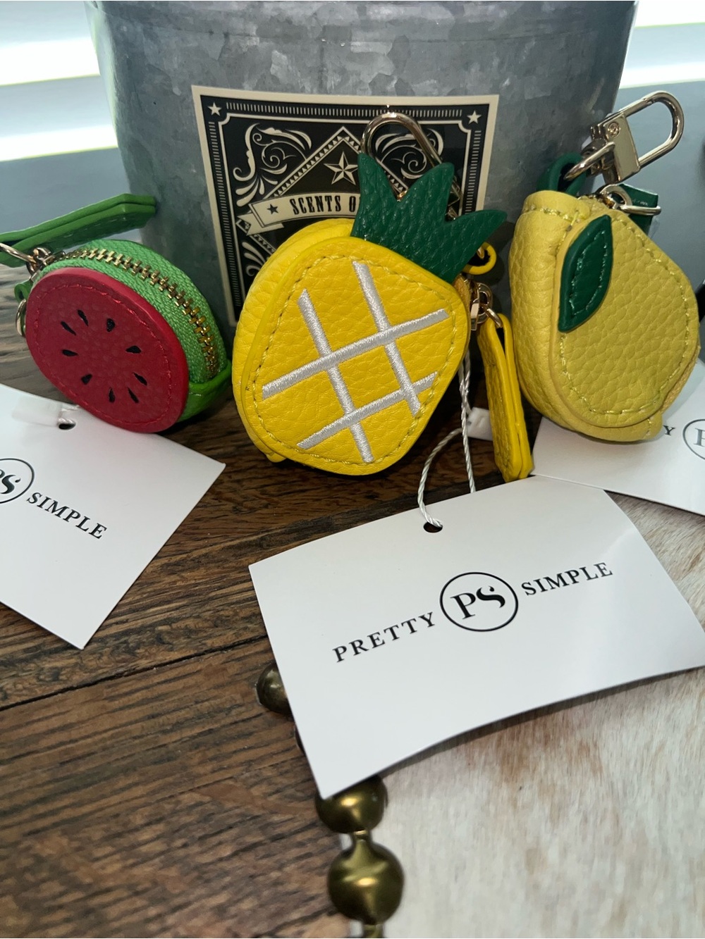 Pretty Simple set of 3 Coin Pouch Keychains